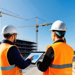 건축산업기사와 공공 프로젝트 사례 - Digital Transformation on a Modern Construction Site**

A vibrant and active construction site showc...