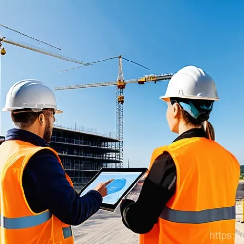건축산업기사와 공공 프로젝트 사례 - Digital Transformation on a Modern Construction Site**

A vibrant and active construction site showc...