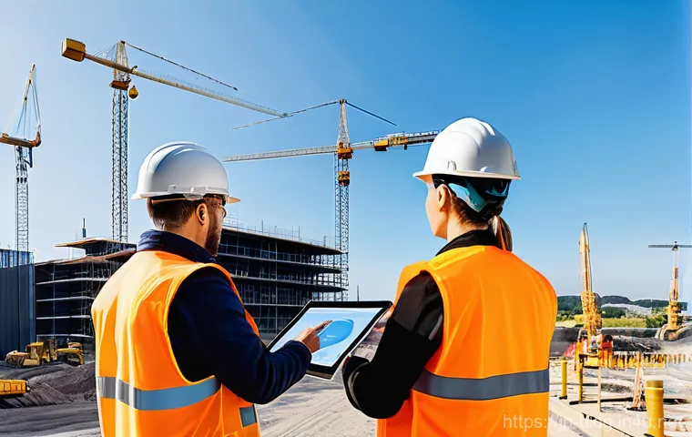 건축산업기사와 공공 프로젝트 사례 - Digital Transformation on a Modern Construction Site**

A vibrant and active construction site showc...