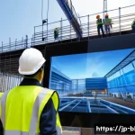 건축산업분야에서의 협업 기술 - A modern Japanese construction site featuring diverse professionals in safety helmets and workwear c...