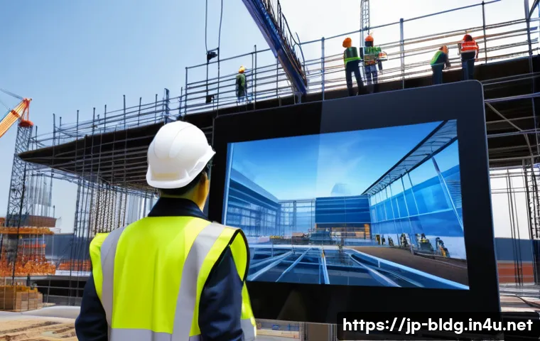 건축산업분야에서의 협업 기술 - A modern Japanese construction site featuring diverse professionals in safety helmets and workwear c...